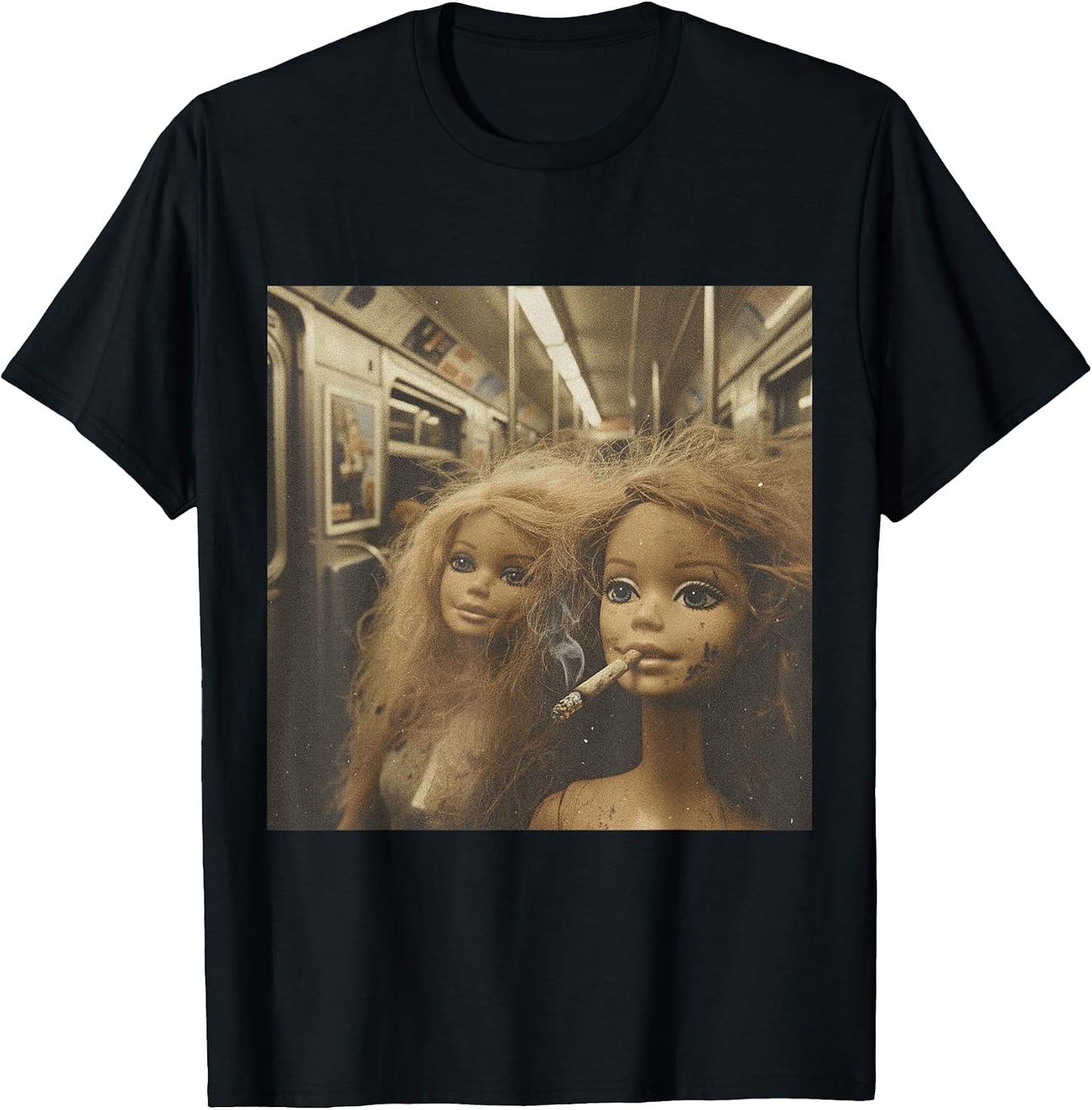 Distressed Doll Smoking Meme Tee