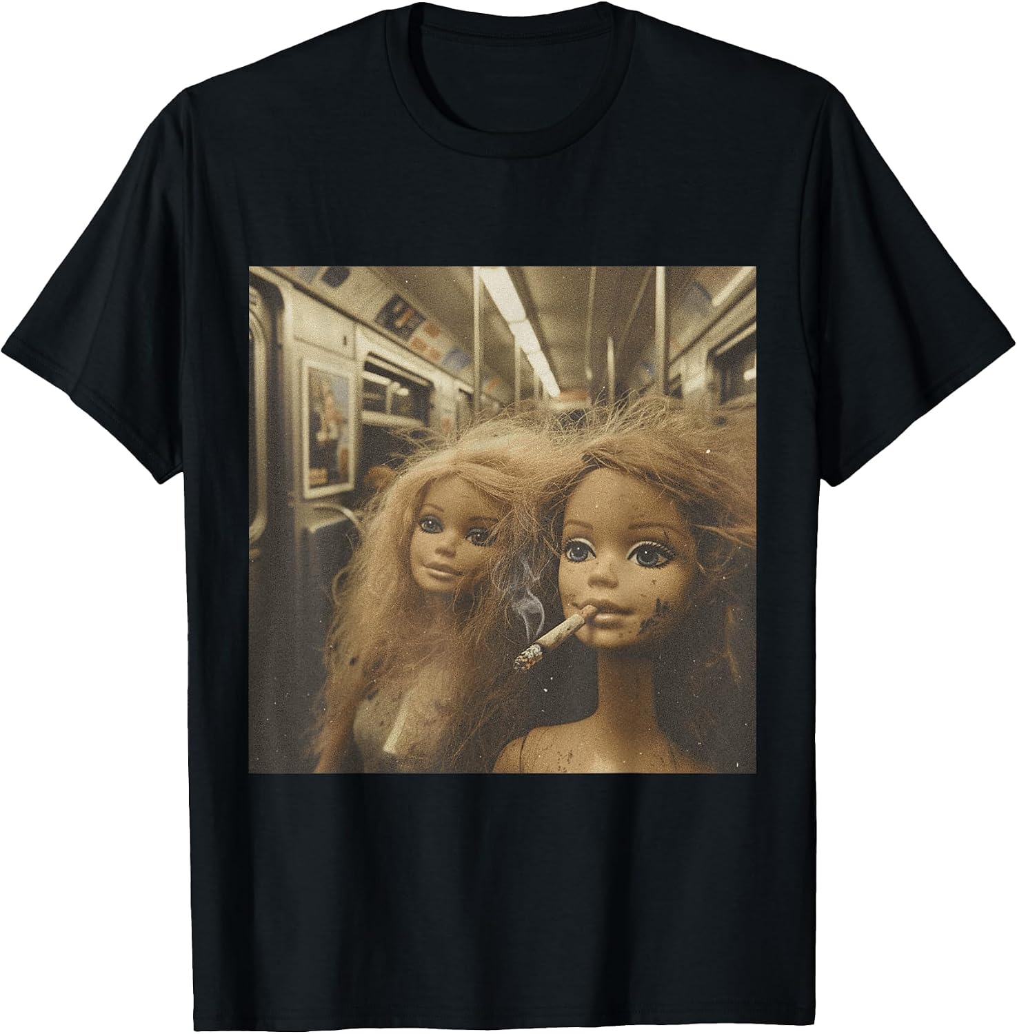 Distressed Doll Smoking Meme Tee