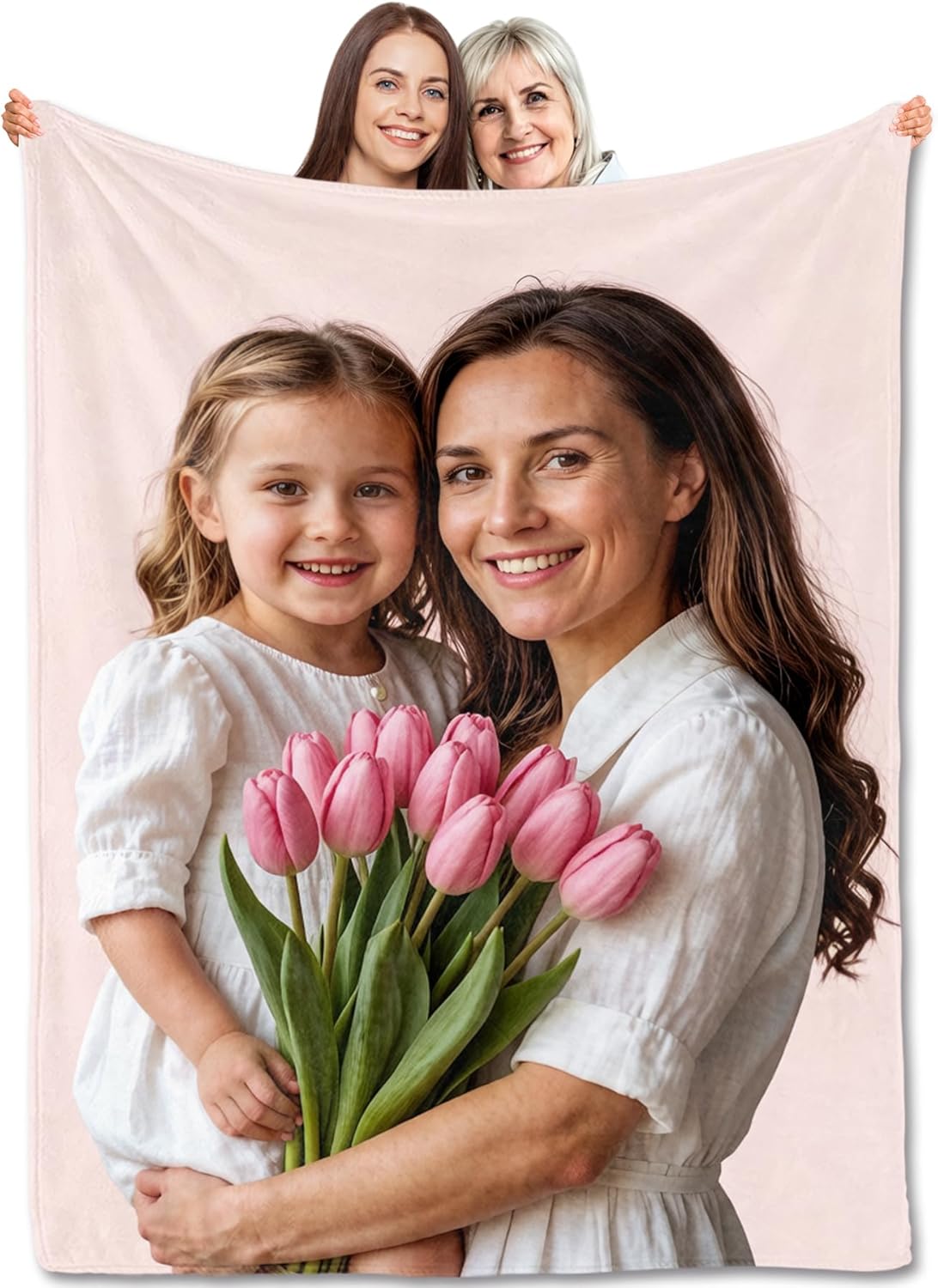 Mothers Day Blanket Gifts for Mom Custom Blanket with Picture Customized Flannel Blankets Personalized Mom Gifts from Daughter Son