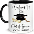 Hyturtle Personalized Graduation 2026 Mug Gift For Her - Mastered it - Custom Name Coffee Cup Ceramic Mug 11oz -15oz, Gift For Graduated Student, Senior, Back To School, Gifts For Friend, Daughter