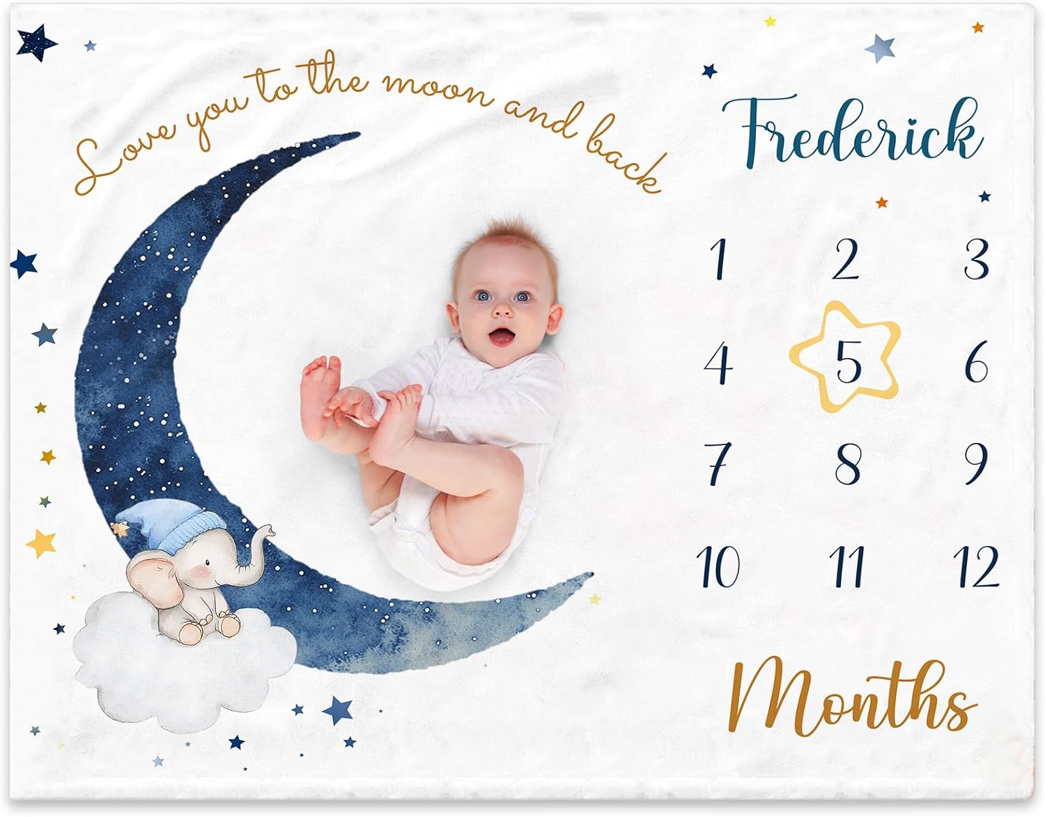 NIBESSER Custom Baby Blanket Personalized Baby Monthly Milestone Blanket for Baby Girls Boys Flannel Customized Baby Blanket with Names Newborn Photo Blanket Gift for Age and Growth