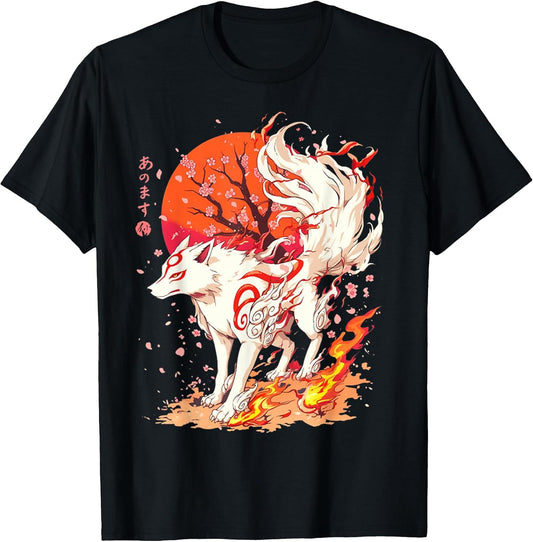 Retro Animal Basic Fox Funny Okami Retro Japanese