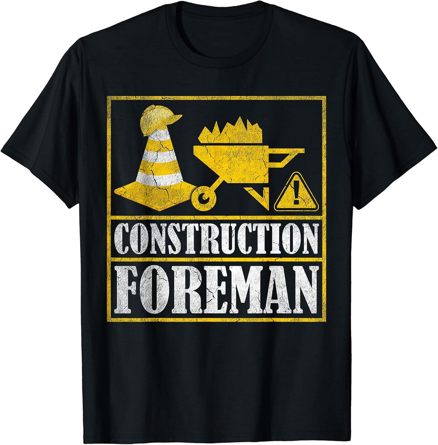 Construction Worker Retro Distressed Construction Foreman T-Shirt