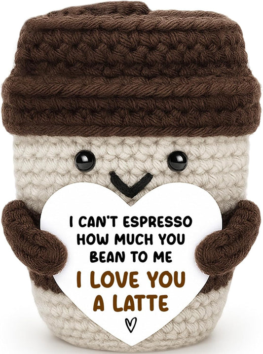 Agantree art Anniversary Women Men Her Him Gifts for Girlfriend Boyfriend for Wife Husband Birthday Coffee Lover Couple Crochet Coffee Mug Decor I Love You Her Mom Fathers Day