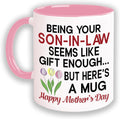 Custom Mother-In-Law Mug Gifts, Personalized Coffee Cup For Mother In Law on Mother's Day, Mugs Gifts From Son, Ceramic Accent Cups Pink 11oz or 15oz SL6322444