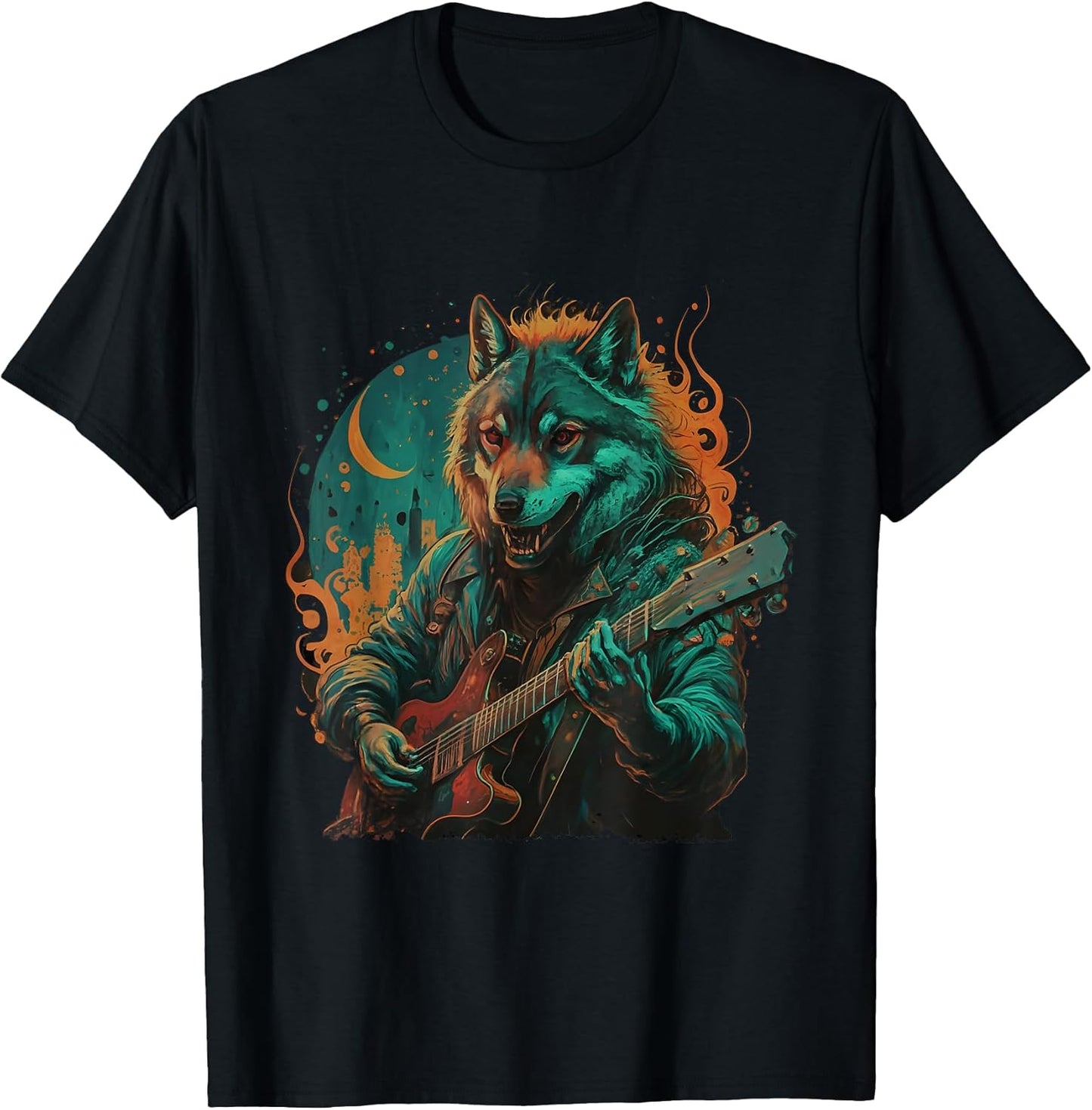 Funny Wolf Guitar Gifts For Men Women Kids