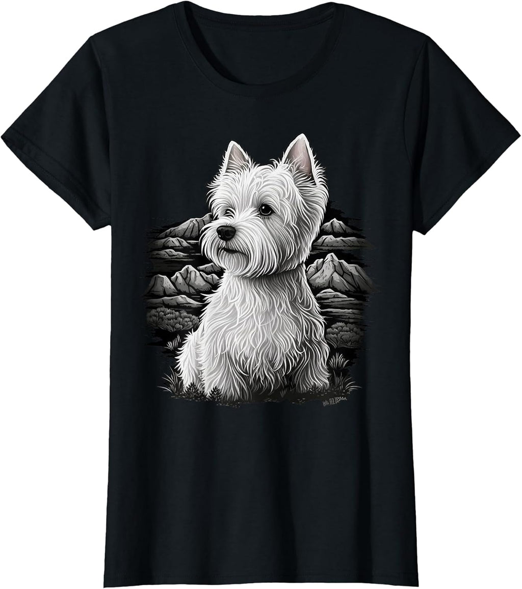 Cute Westie Dog on West Highland White Terrier Lover T-Shirt