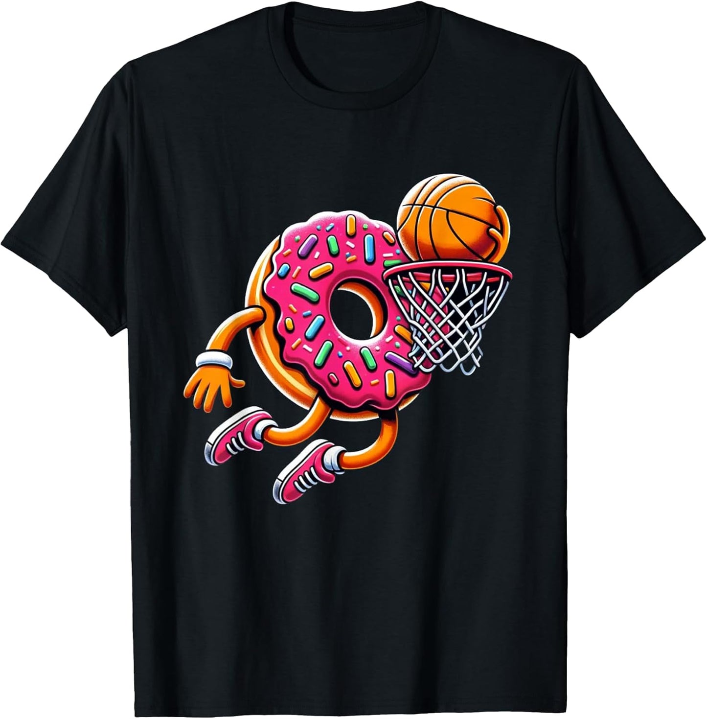 Funny Donut Dunking Basketball Food Champ Sports Donut T-Shirt