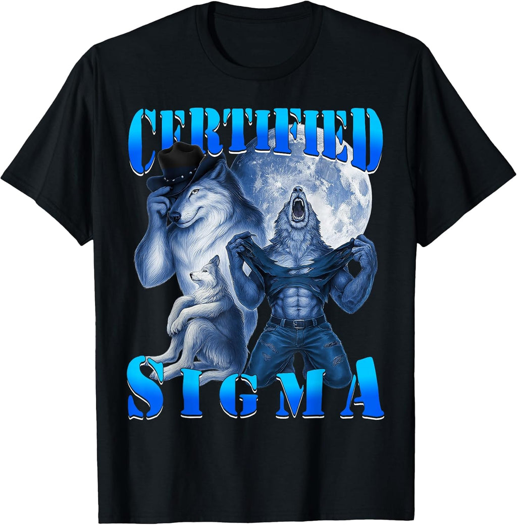 Certified Sigma Wolf Grindset Meme Bootleg Tee