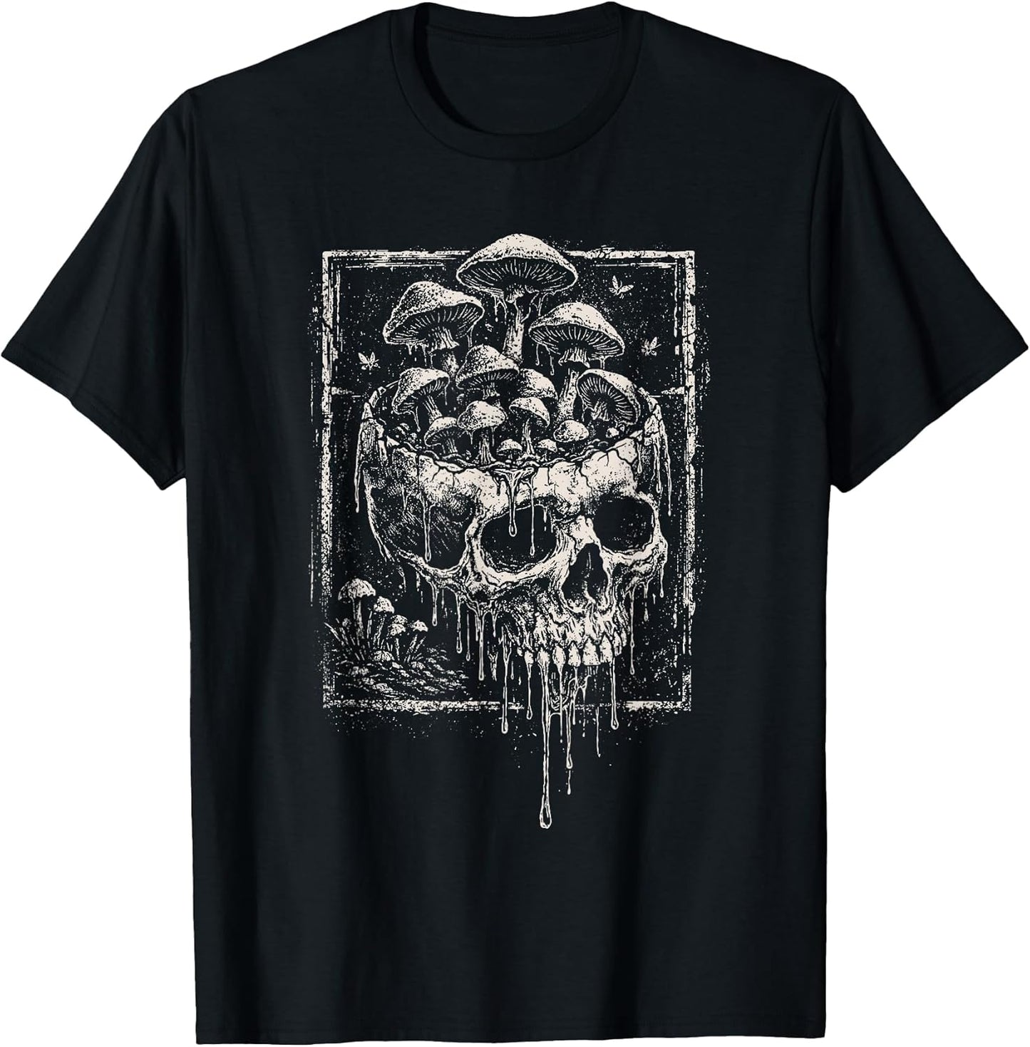 Skull Mushroom Dark Grunge Skeleton Forest Horror Aesthetic T-Shirt