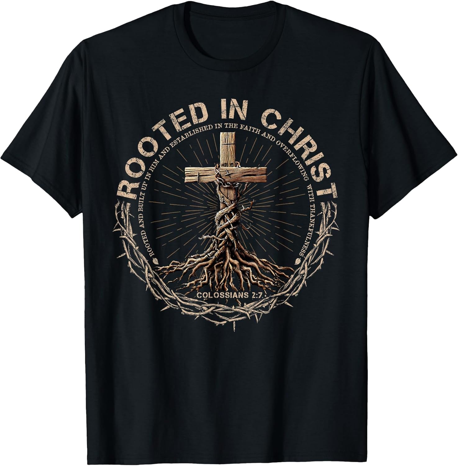 Rooted in Christ Shirt, Jesus Shirt, Vintage Cross Christian T-Shirt