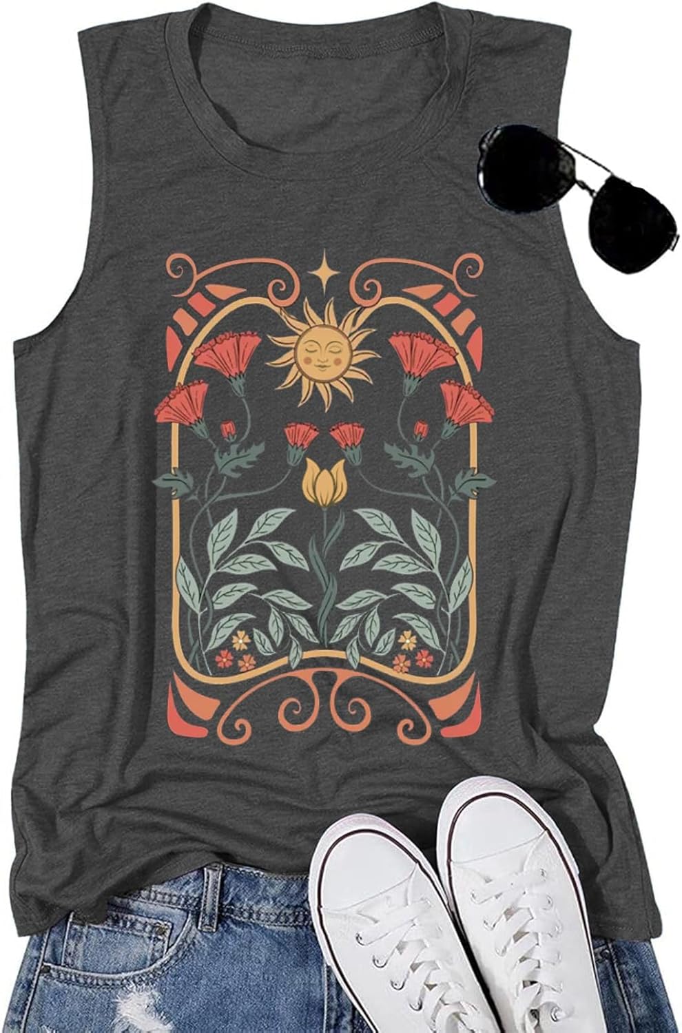 Womens Tank Tops Sleeveless Graphic Tees Summer Beach Vacation Tops Fashion Vintage Boho Casual Loose Shirts