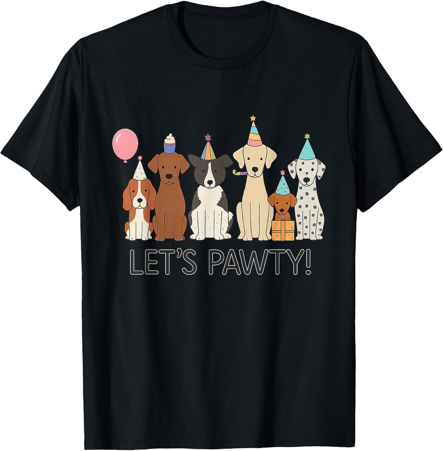 Let’s Pawty Cute Dogs Party Celebration T-Shirt