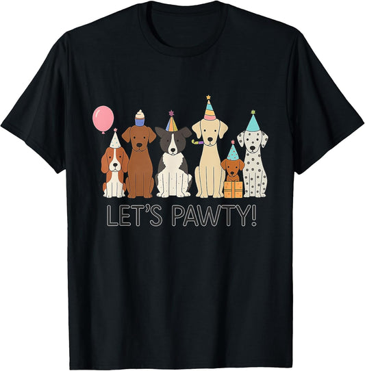 Let’s Pawty Cute Dogs Party Celebration T-Shirt