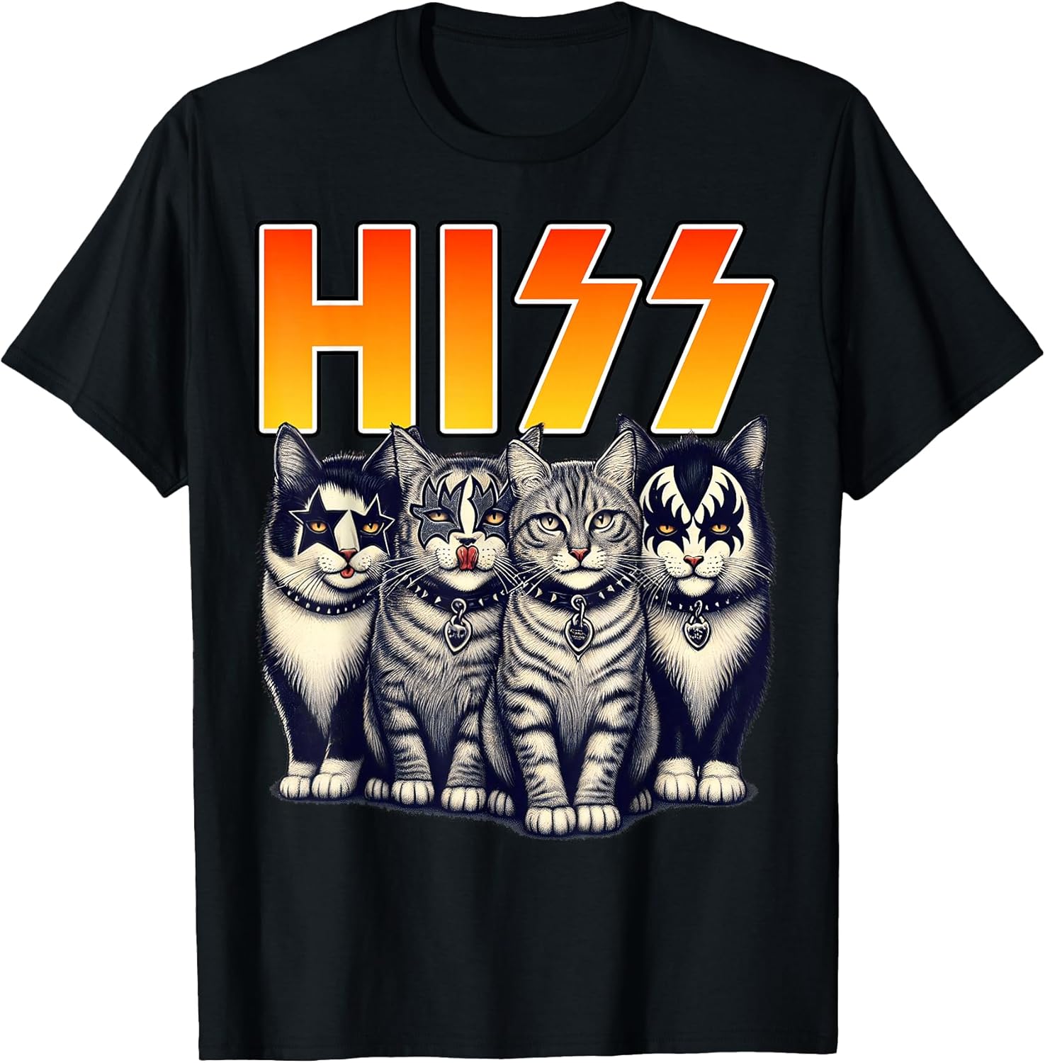 Hiss Cat Kittens Lovers Rock Rockin Birthday Men Women Gifts T-Shirt