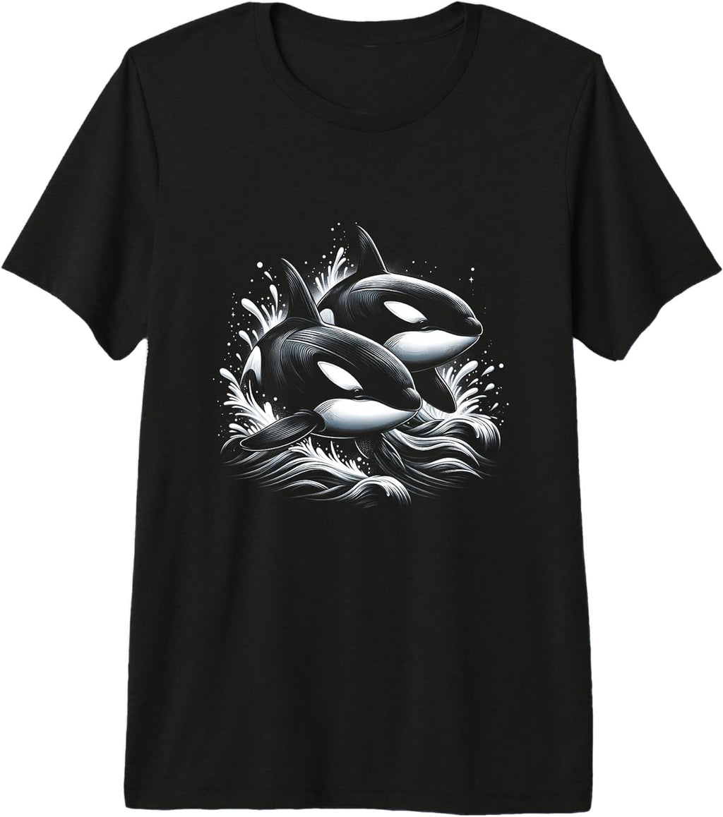 Orca Whale Riding Wave Ocean Sea Whale Couple