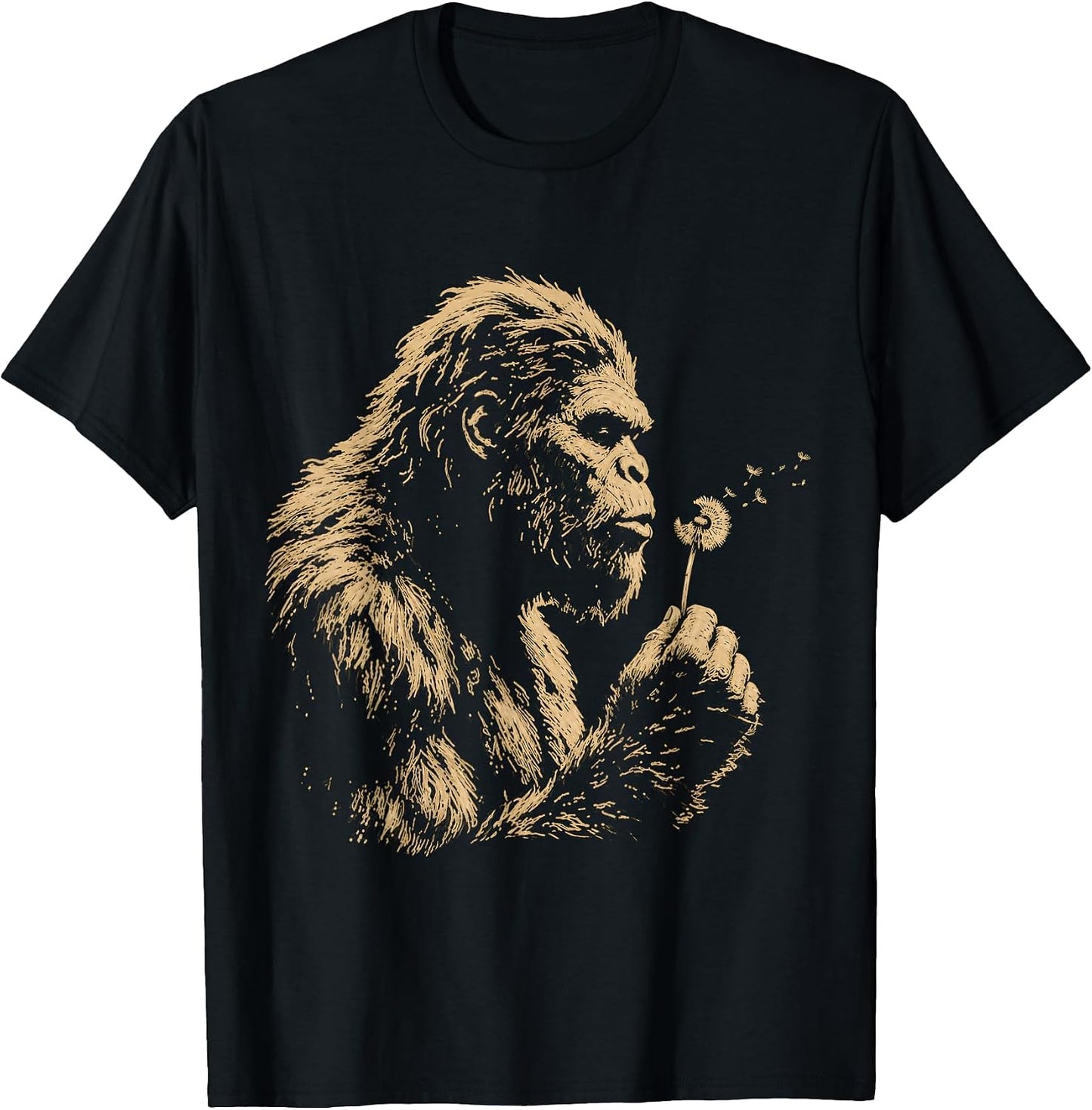 Bigfoot Blowing Dandelion Vintage Sasquatch Design T-Shirt
