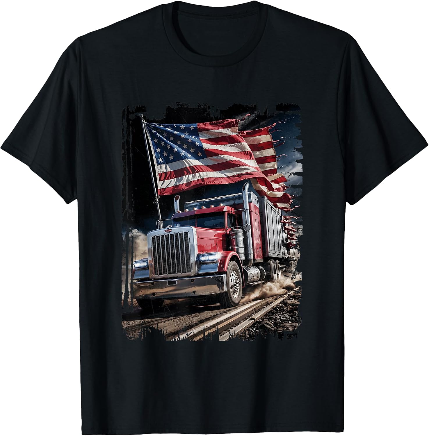 US American Flag Semi Truck Driver Trucker
