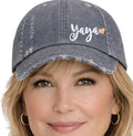 Women's Custom Name Personalized Text Hat, Yaya or Mimi Nana Gigi Grandma Lolli Meemaw Lala Etc, Baseball or High Ponytail Cap, Cute Sewn Embroidered Clothing Birthday Present