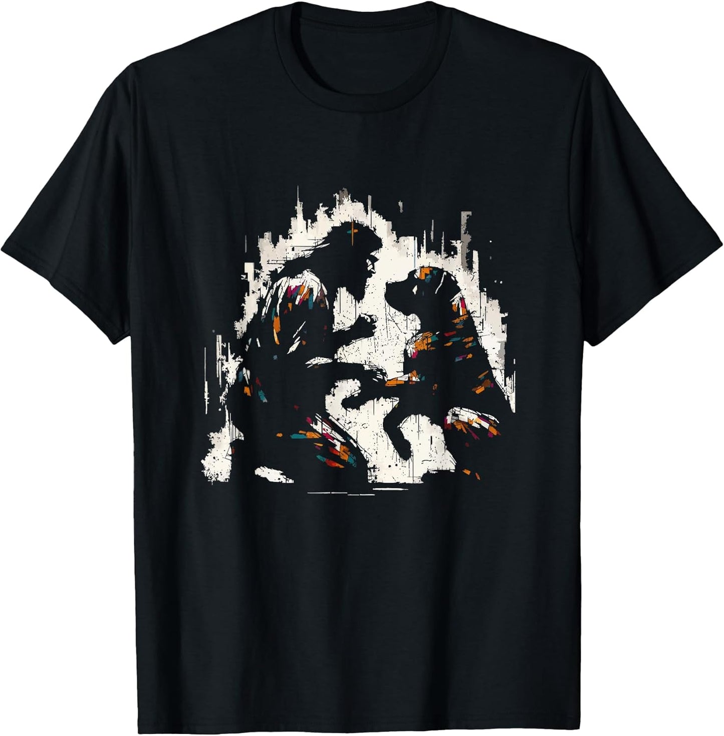 Jesus With Dog - Funny Christian Religious Dog Puppy Lover T-Shirt for Men Women Girls Kids