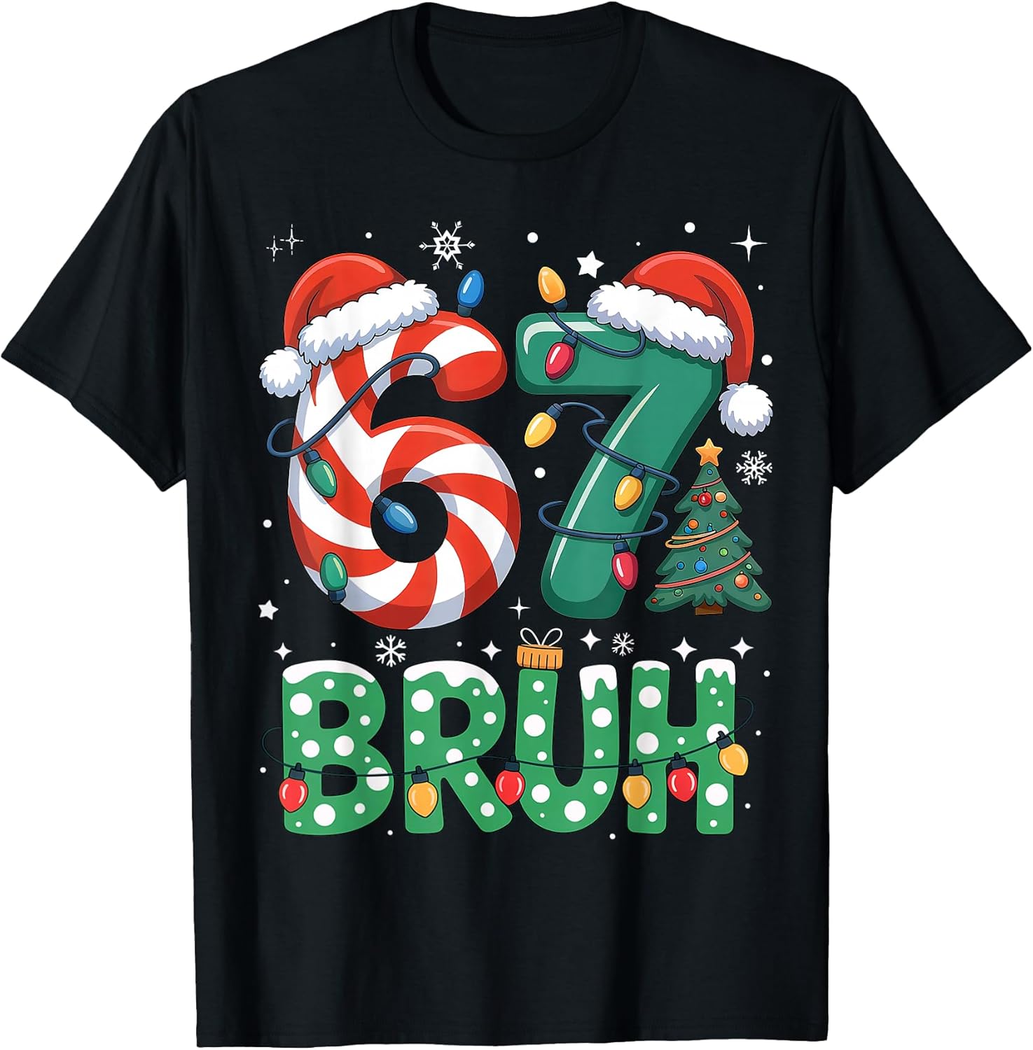 Funny 67 Six Seven Christmas Bruh Meme Shirt.