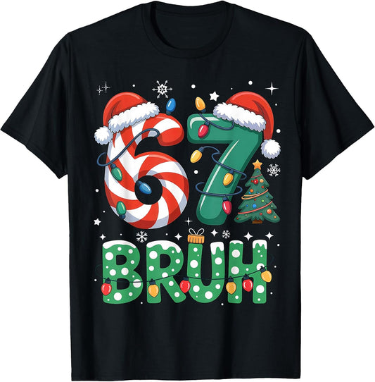 Funny 67 Six Seven Christmas Bruh Meme Shirt.