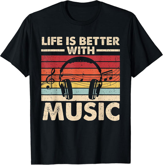 Life is Better with Music Lover Teen Girls Boys Musician T-Shirt