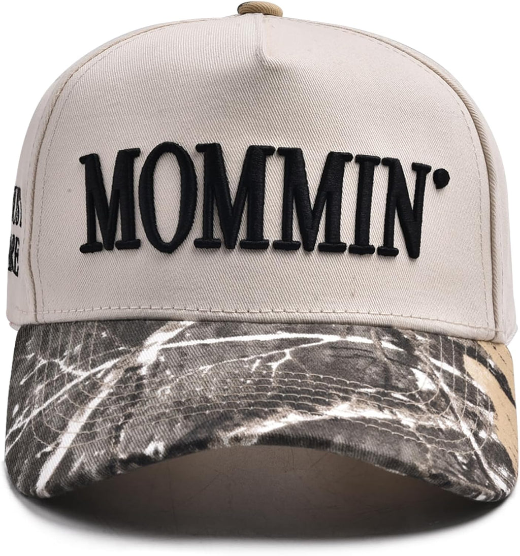Mommin Trucker Hat for Women Embroidered Mom Baseball Cap Adjustable Canvas Vintage Hat for Casual Wear