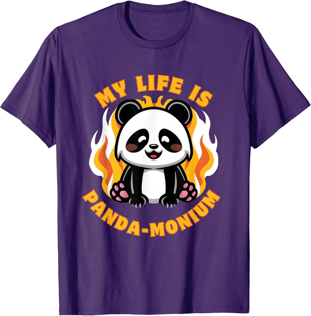 Cute Panda in Fire Life is Panda-monium Tees