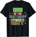 Dad of Birthday Boy Pixel Gaming Bday Party Men T-Shirt