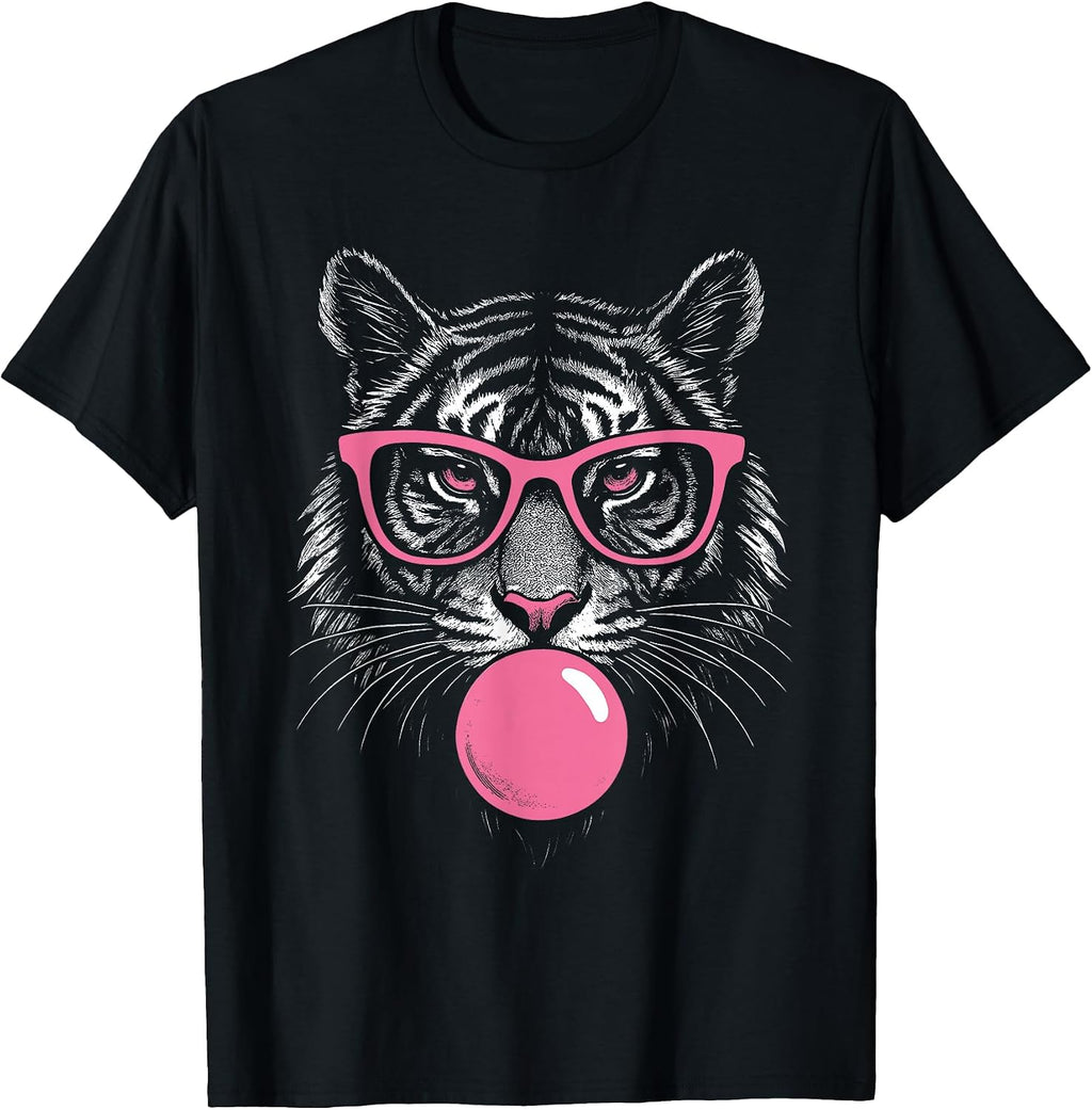 Tiger Face Sunglasses Animal Lover Tee