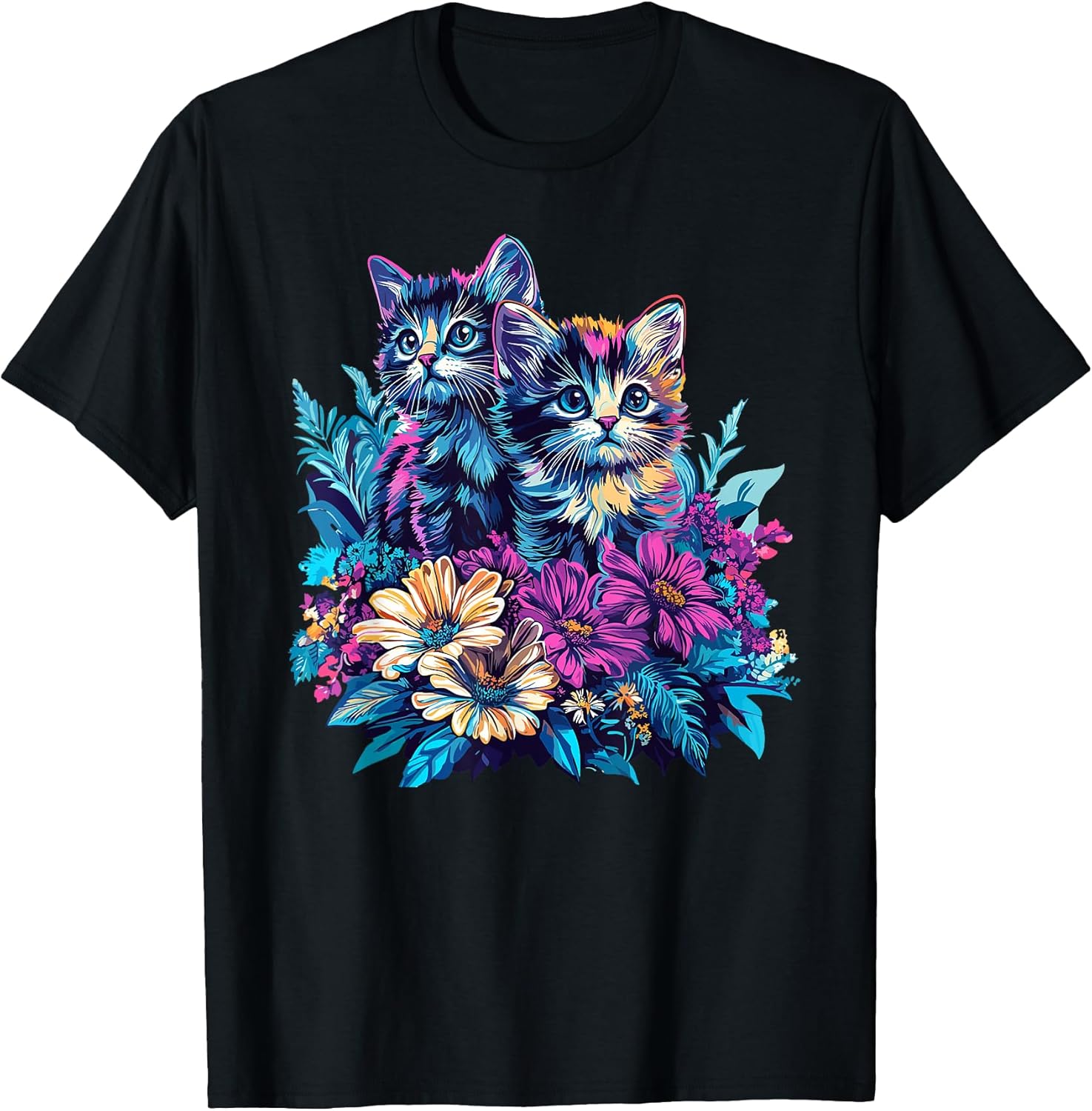 Cute Feline Flowers Nature Cat Lovers