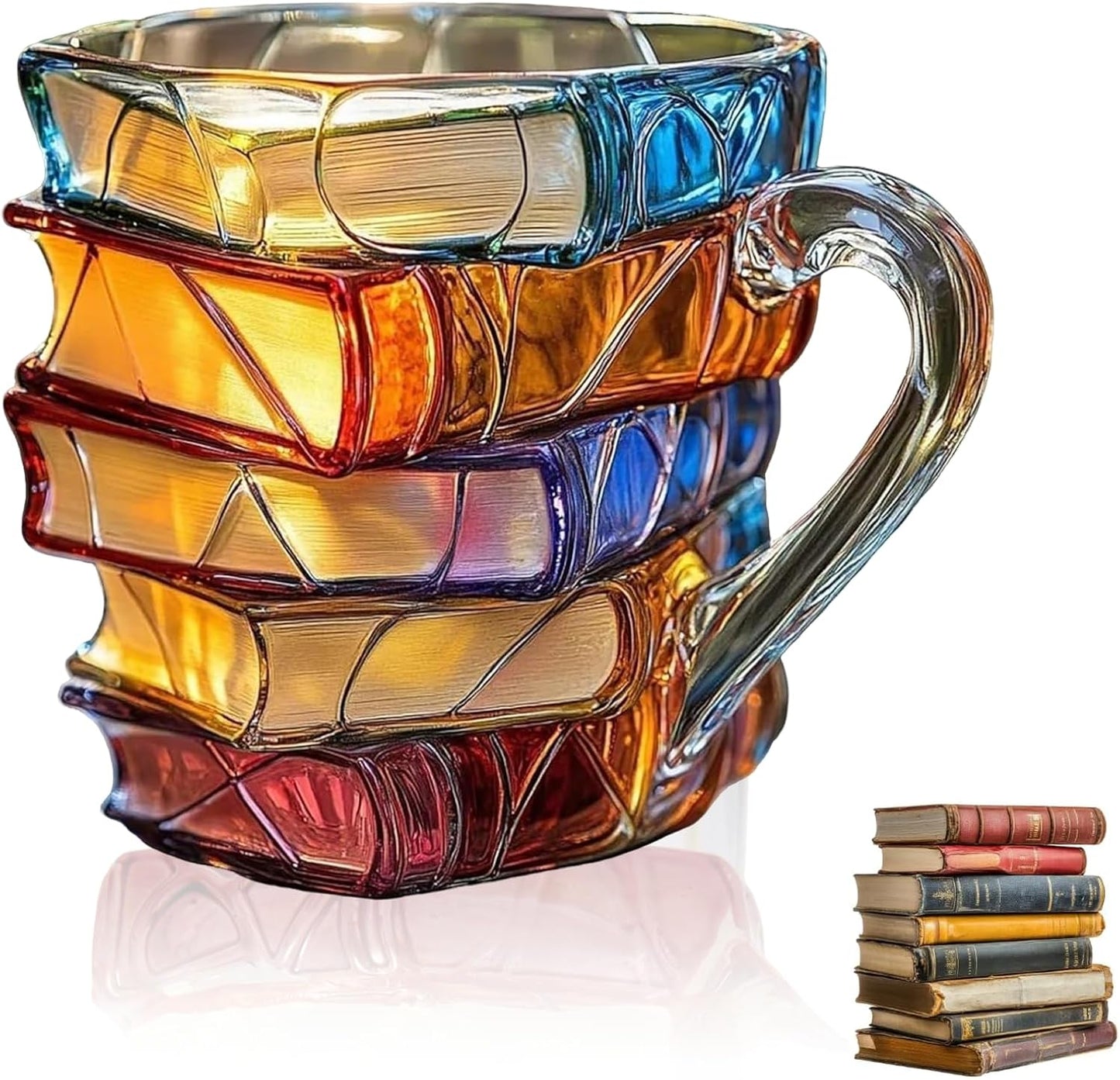 Painted Book Mug Novelty Coffee Mugs for Book Lover Gifts for Women Unique Coffee Mugs 7 Oz Cool Funny Bookish Cute Tumblers Books Worm Readers Writers Librarian Gifts Women (Dyeing Books)
