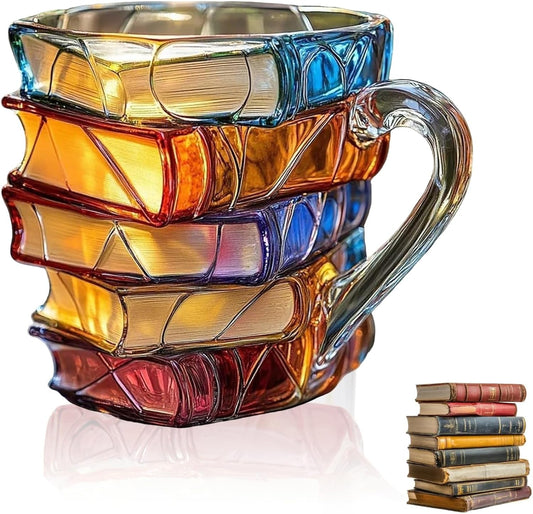 Painted Book Mug Novelty Coffee Mugs for Book Lover Gifts for Women Unique Coffee Mugs 7 Oz Cool Funny Bookish Cute Tumblers Books Worm Readers Writers Librarian Gifts Women (Dyeing Books)