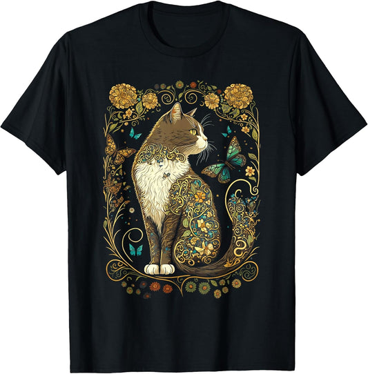 Cottagecore Cat Aesthetics Garden Nature Lover Women T-Shirt