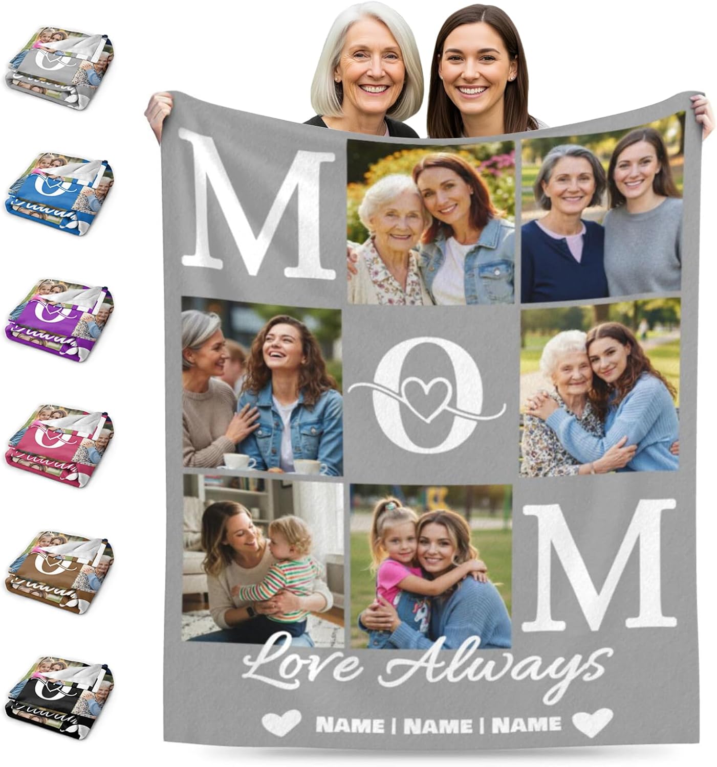 Nxwdwqa Personalized Mom Blanket, Custom Blanket for Mom, Personalized Gifts for Mothers Birthday, Customized Throw Blankets for Women Adult Kid Christmas Fathers Valentines Mothers Gift