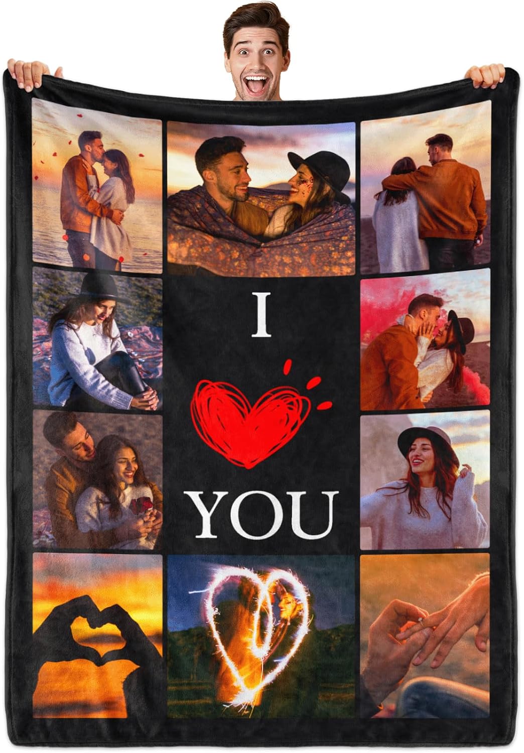 Personalized Gifts for Women Custom Photo Blanket for Mom Girlfriend Wife Boyfriend,Personalized Blanket for Adult Flannel Throw for Couples Wedding Anniversary Birthday Mothers Day Valentine
