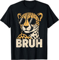 Bruh Cheetah Meme Graphic Tee Men Boys Animal Print Kids T-Shirt