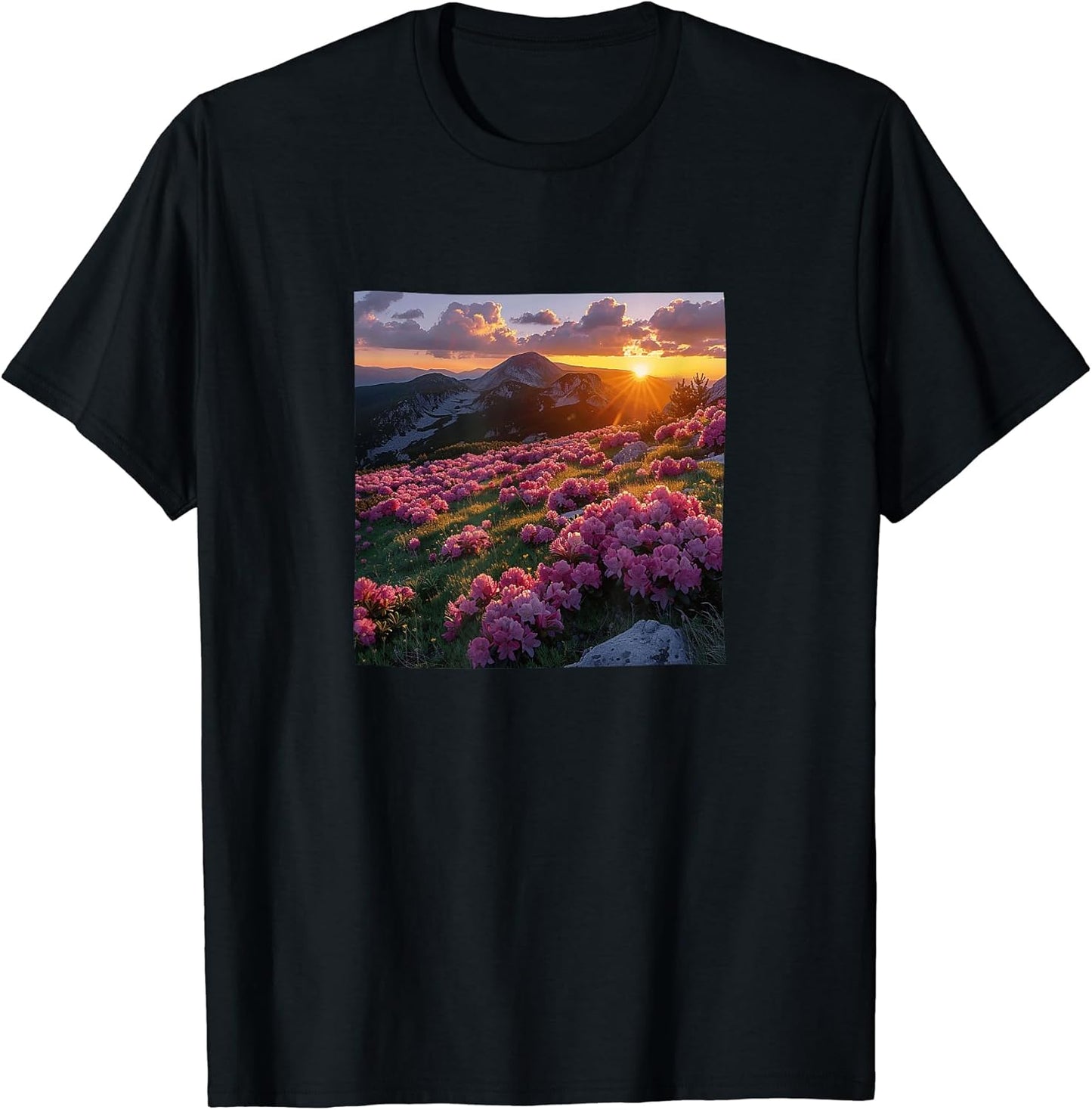 Rhododendron Flower Field Beautiful Sunset Merch