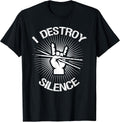 I Destroy Silence Vintage Music Bands Drum Sticks Drummer T-Shirt
