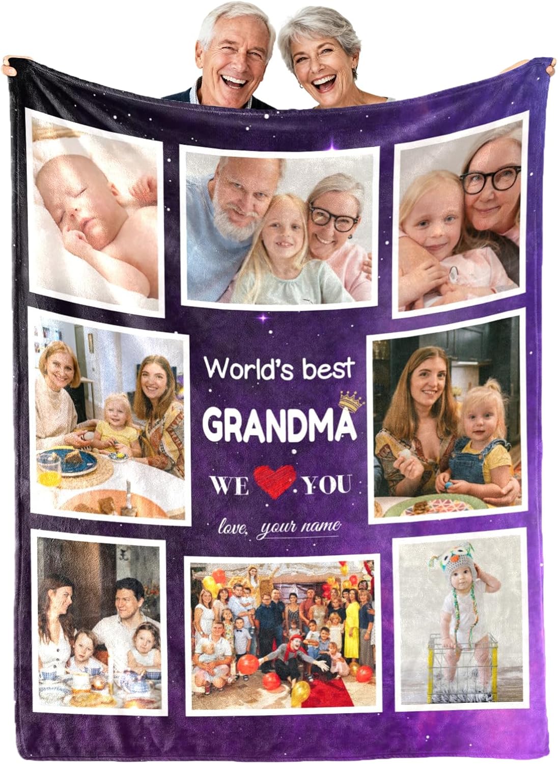 Gifts for Grandma Blanket from Grandkids Personalized Mothers Day Best Grandma Blanket Custom Blankets with Photos Customized Picture Throw Christmas Mothers Day Birthday Gifts
