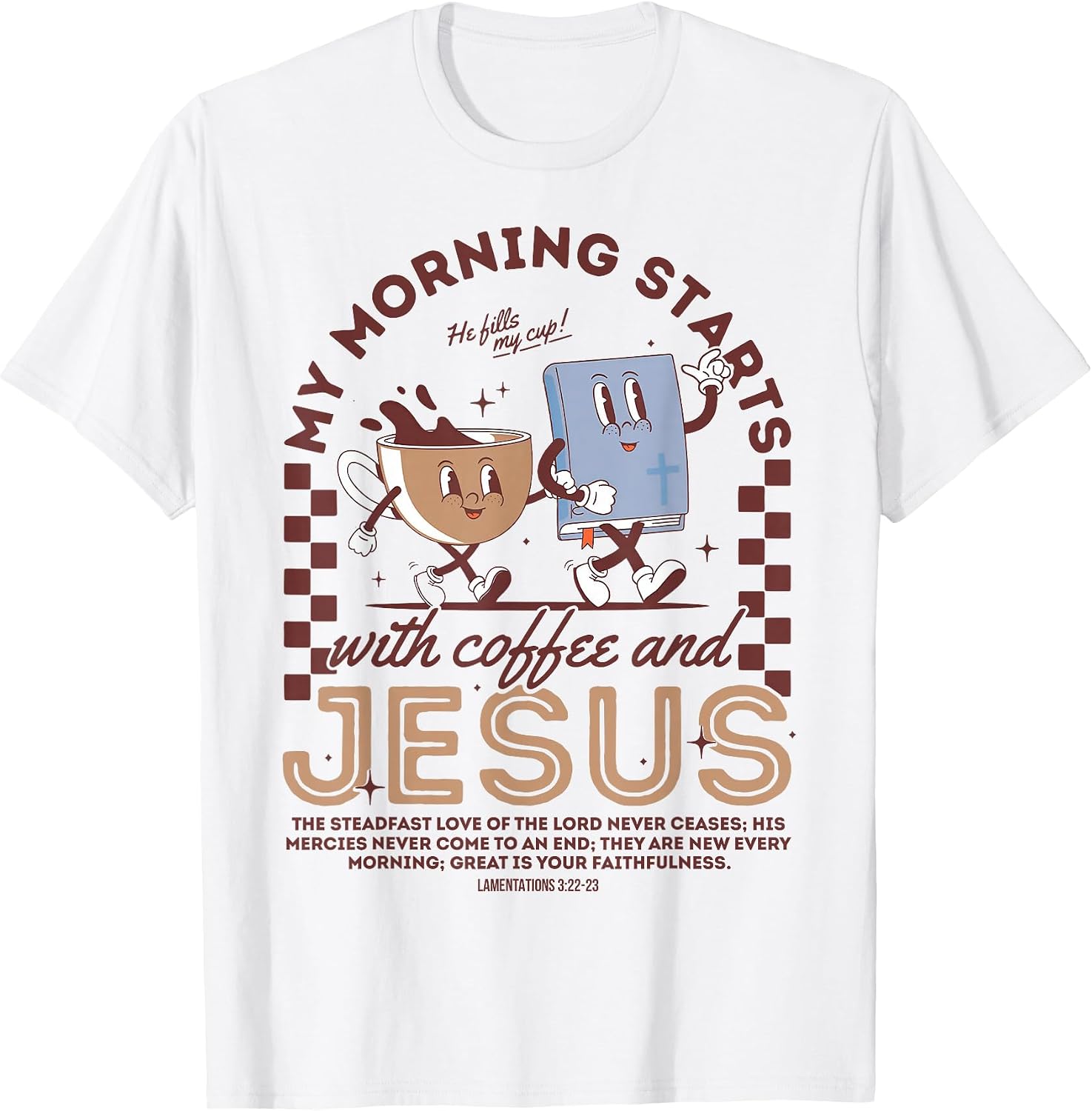 Funny My Morning Starts With Coffee And Jesus Tee