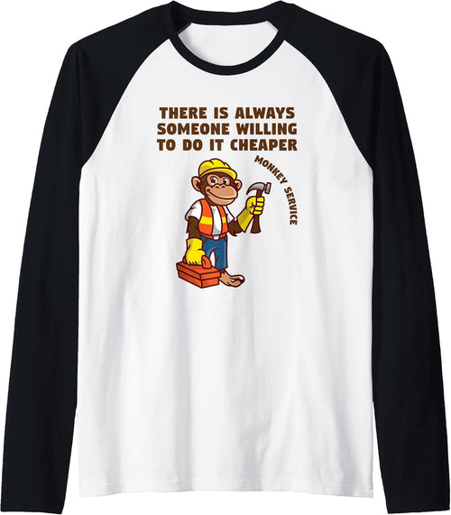 Always Someone Cheaper Construction Builder Engineer Work Raglan Baseball Tee