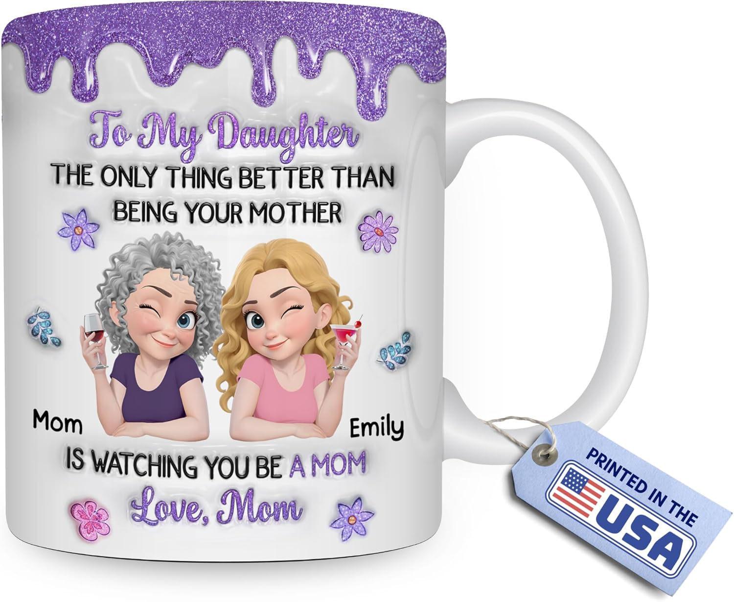Wrappiness Personalized Mug for Daughter - Watching You Be A Mom Coffee Cup from Mother to Her Girl, First Mothers Day Custom Gift for Daughter As New Mama, 1st Time Mommy Gift for Women