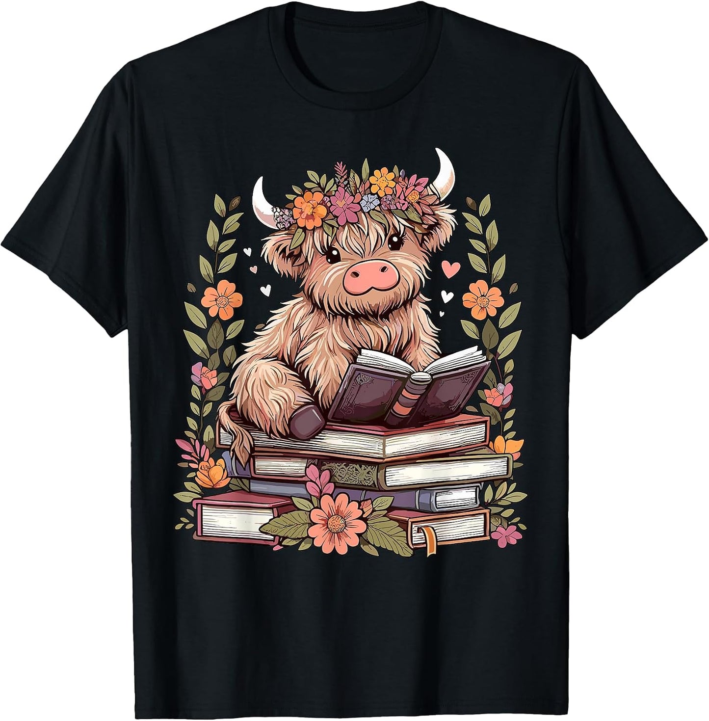 Funny Highland Cow Reading Books Lover