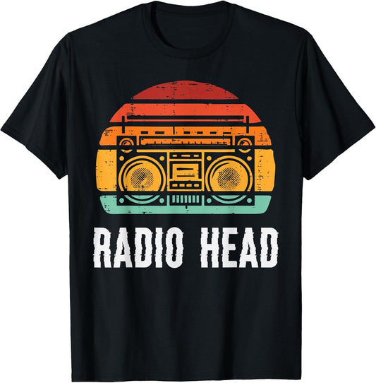 Music Radio Head Boombox Retro Stereo Cassette Men Women Kid T-Shirt