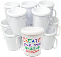 Podzly 12 DIY Personalized Coffee Mugs - White Reusable Coffee Cup for Cold and Hot Drinks, Design and Customize with Words, Letters, Photo and Logo, Ideal Gift for Father's Day, Mom and Grand Parents