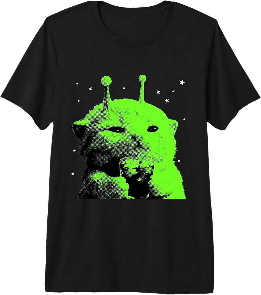 Y2K Alien Cat Meme Retro Silly Cat Vintage Tee Co