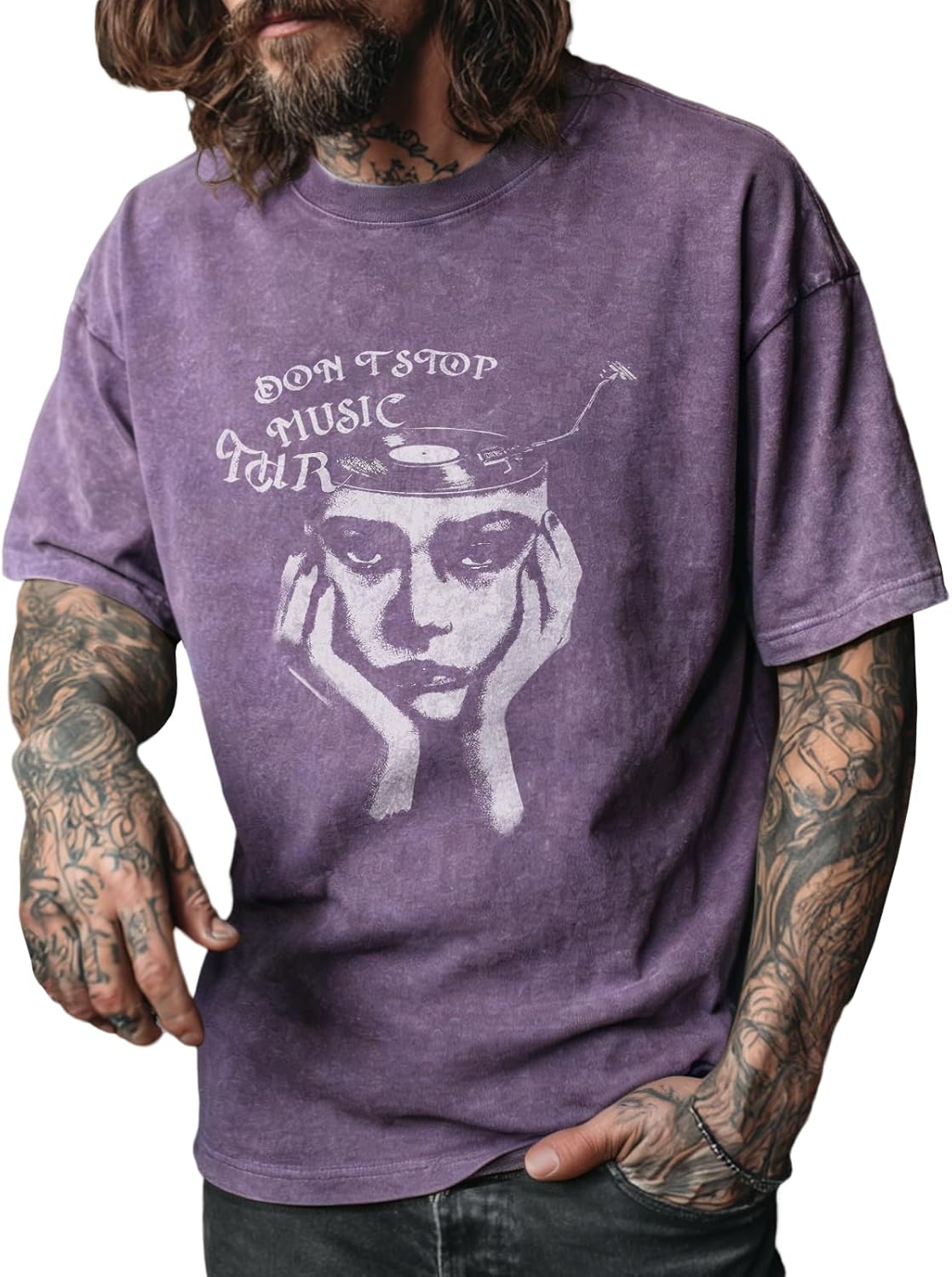Purple Washed Cotton T Shirts Unisex Short Sleeve Casual Light Graphic Tee Comfy Relaxed Everyday Crewneck Tops