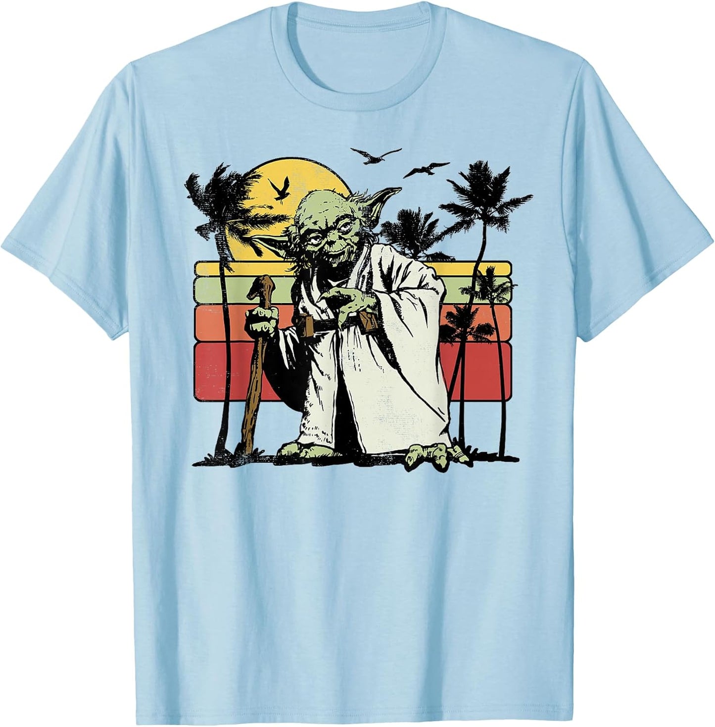 Yoda Retro Striped Vintage Sunset Beach T-Shirt T-Shirt